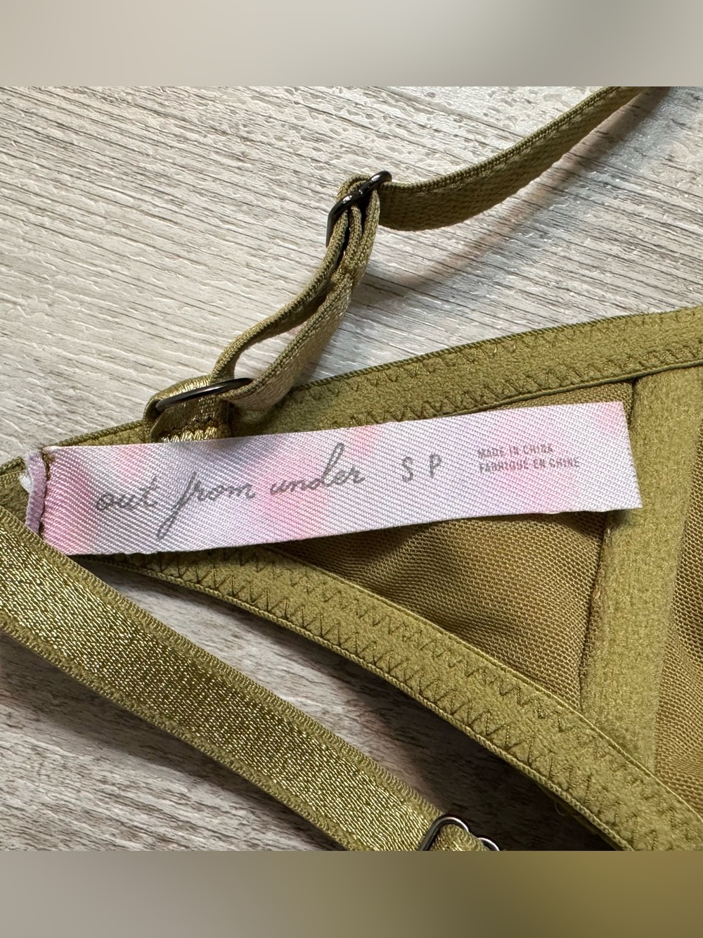Urban Outfitters Out From Under Beau Faux Leather Bra Top Small Olive Green - Picture 6 of 6
